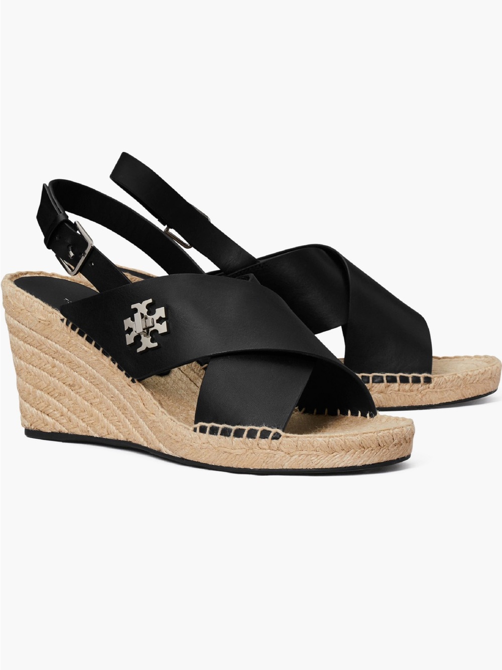 NEW Tory Burch Turnlock Espadrille Slingback Platform Wedge Sandal